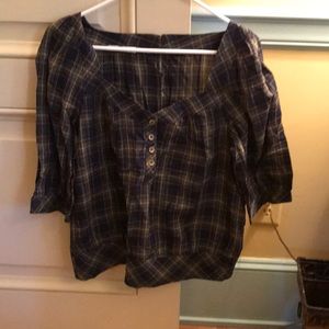 Plaid Puff Sleeve Top